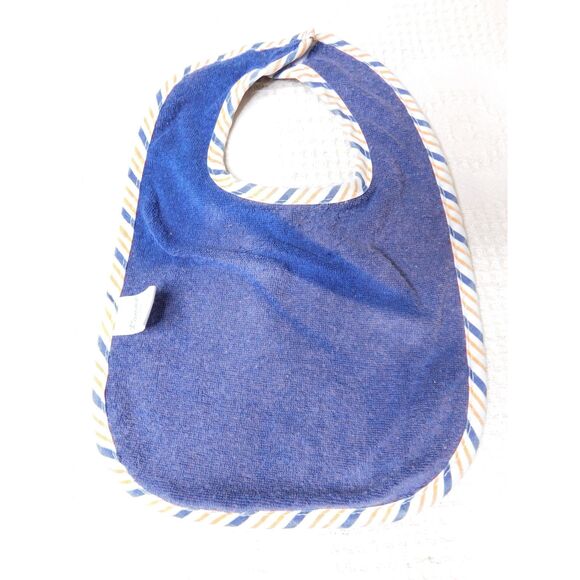 Vintage L'amour Baby Bib Navy Blue Red White Blue Piping Child Collectible - Picture 3 of 8